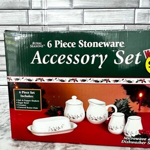 Brand New - Royal Seasons Holiday Stoneware 6 piece Accessory Set